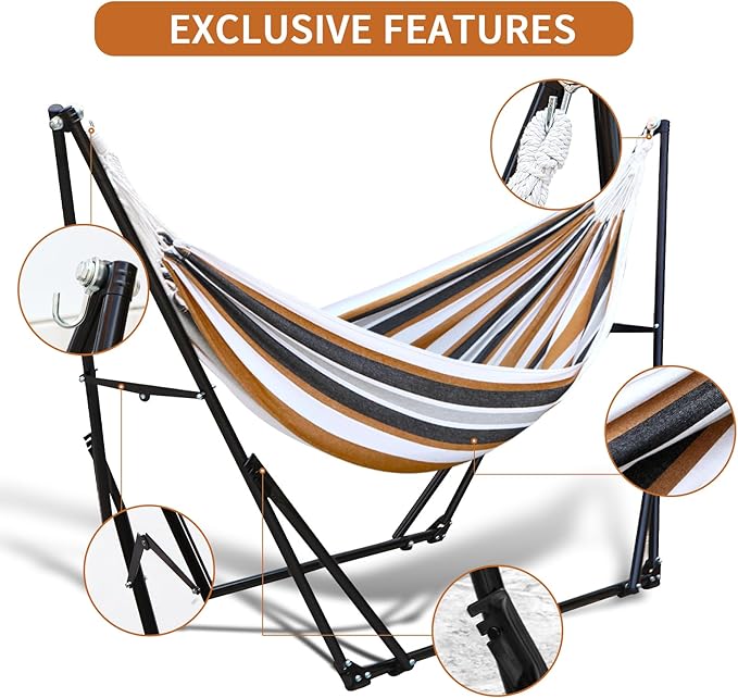 Hammock with Foldable Steel StandFrabic Tension Adjustable IndoorCarrying Bag Included 616 lbs Weight Capacity Portable Suitable for Outside Garden Yard Outdoor Inhouse Cyan