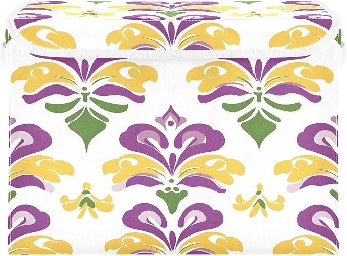Graffiti Mardi Gras Logo Pattern Foldable Storage Baskets Fabric Boxes with Handle Organizers with Flip-Top Lids Storage Bins for Home Bedroom Office