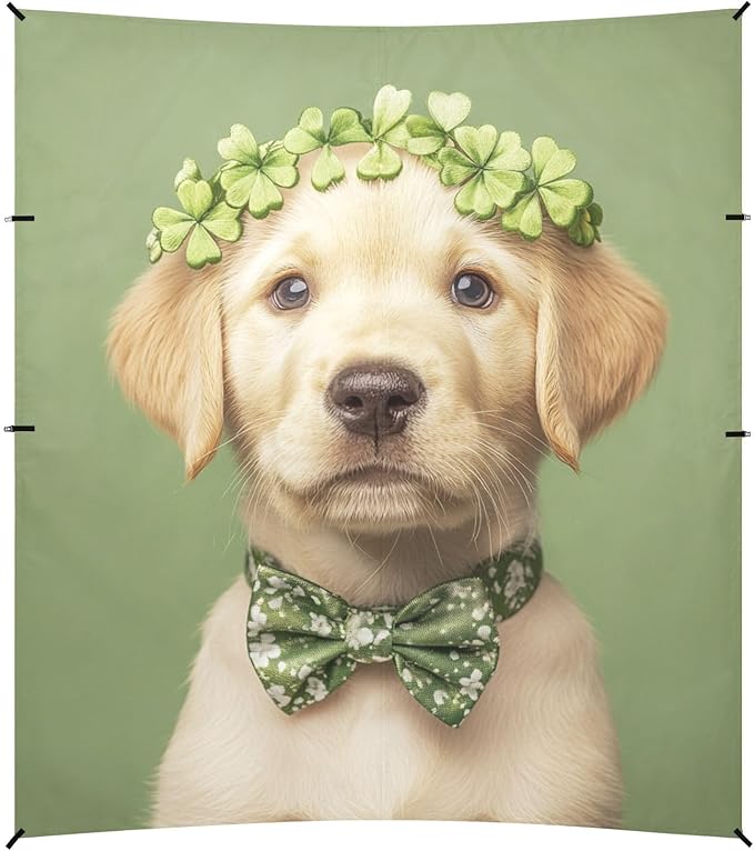 ALAZA St. Patrick's Day Labradorwearing Headband Clover Leaves Green Beach Tent Sun Shelter Portable Canopy Sunshade for Outdoor Camping Picnics Backyard Fun 10x9 ft