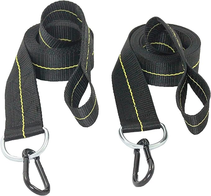 Hammock Straps - Set of 2 Hammock Tree Straps with Heavy Duty Carabiner Clips - 2 Inch X 8 Foot Long Straps for Hammock Camping 4000 lb Webbing - Made in USA Black