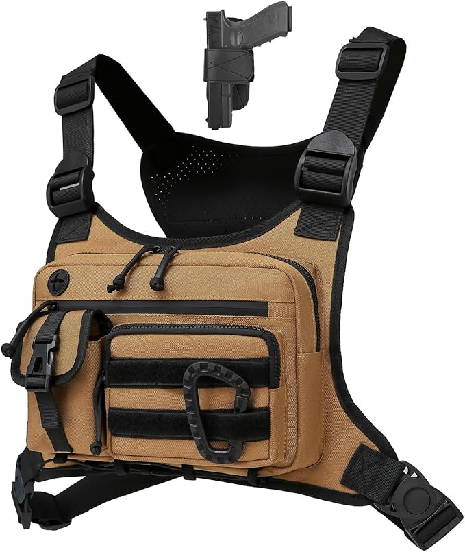 Muserise Outdoor Chest Bag For Men and Women Tactical Vest For Running Cycling EDC Chest Pack Rig For Sports and Workouts