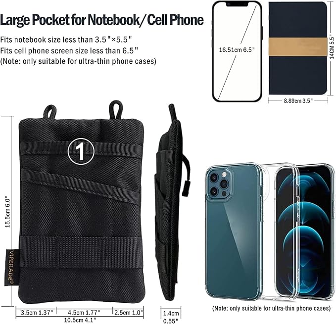 VIPERADE VE1 Pocket Organizer EDC Pouch for Men EDC Organizer Storage EDC Gears Multitool Pocket Pouch Hold Your Flashlight/Pocket Knife Pen Notebook