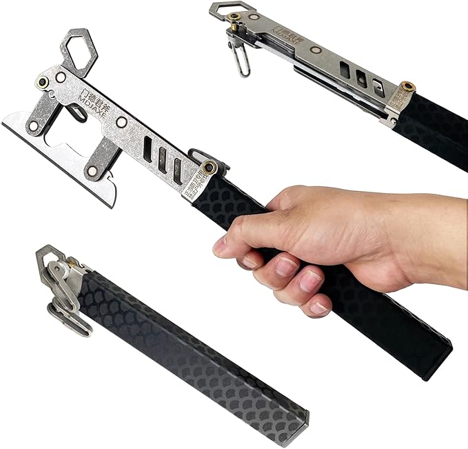 MDJXE Morphing Tactical Axe - 1S Quick Deployment Folding Survival Hatchet with 1065 High Manganese Steel Mechanical Gear Structure Extendable Handle Heavy Duty Camping &amp Emergency Tool (B)