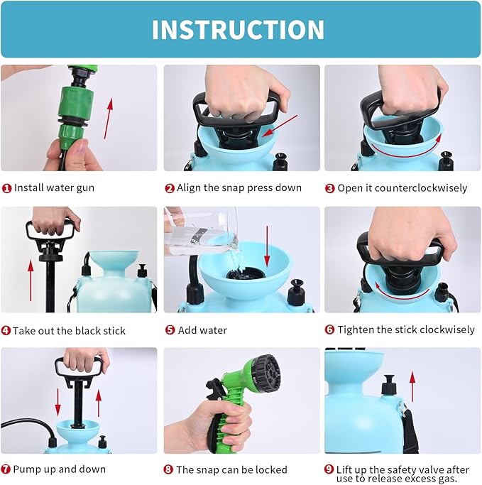 Portable Shower for Camping with 7 Spray Modes Camping Shower for Beach Shower Car Shower Hand Press with Removable Hose and Shower Head
