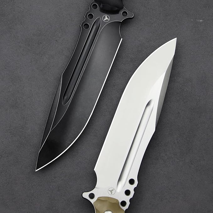 LENGREN【Chief 12.6 Inches THK Full Tang Drop Tactical Fixed Blade Knife Sleipner Steel G10 Handle Kydex Sheath for CampingHikingHuntingFishing (White)