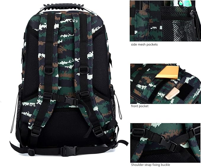 35L Army 3 Days Assault Pack Molle Bag with USB Charging Port Military Tactical Hiking Camping Backpack fit 15.6 Laptop for Men and Women three sand color