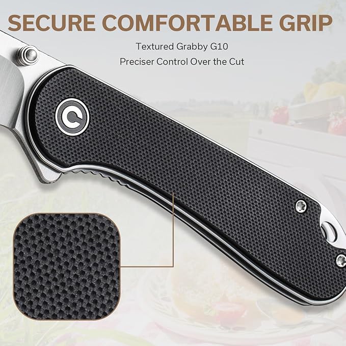 CIVIVI Pocket Knife - Elementum Folding Knife with 2.97'' Nitro-V Wharncliffe Blade G10 Handle Ideal for Outdoor EDC Gift C18062AF-1