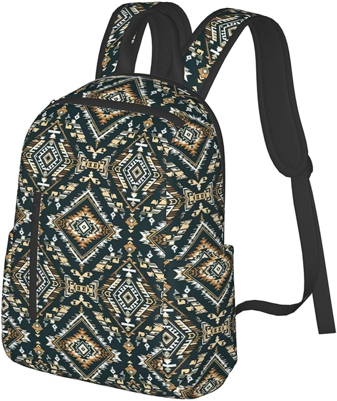 Laptop Backpack Travel Backpack Large Diaper Bag Doctor Bag Backpack for Women &amp Men (Ethnic Indiana Southwest Western Tribal Aztec green)