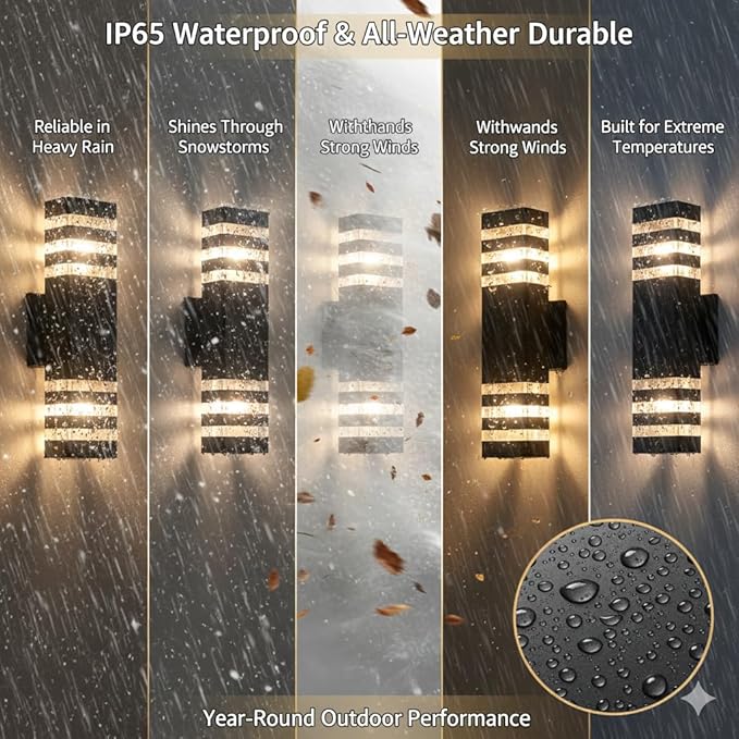 2Pack 15inch Outdoor LED Wall Lights4000K Day White Outdoor 18W Wall Light Aluminum Body Waterproof IP65 led Porch Light for House Patio Garage Garden.(No Sensor)