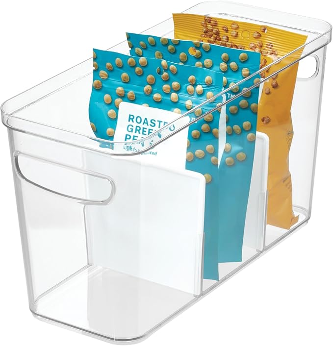 iDesign Crisp Divided Organizer Bin with Handles 6 x 8 x 14 Clear/Matte White