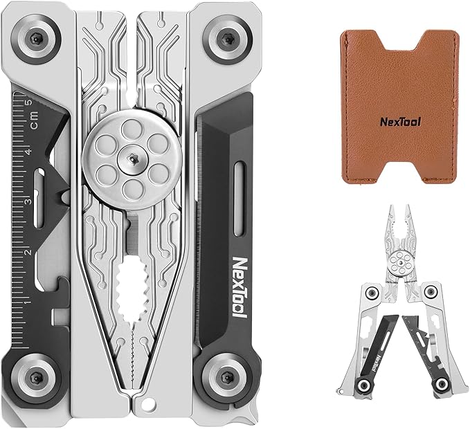 NexTool Folding Credit Card Multitool Wallet Multi Tool 20 in 1 Stainless Steel Wallet Tool Card with Pliers Knife Bottle OpenerHexagon Spanner Compact Lightweight EDC ToolsGifts for Men Unique