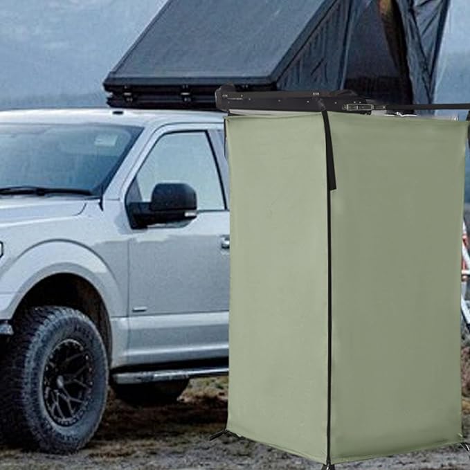 Vehicle Side Shower Tent Privacy Shelter Outdoor Changing Room Dressing Restroom for Camping Beach Van 39.37x39.37x70.87inch- Dark Green