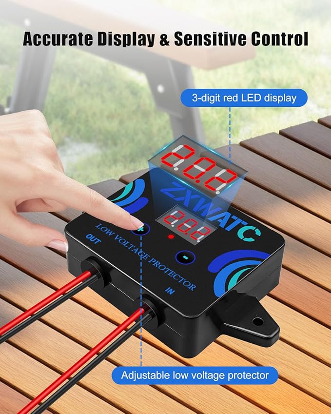 DC12-36V Low Voltage Protector Digital Disconnect Switch Over-Discharge Cutoff Module with LED Display Waterproof Battery Protection for Lead-Acid Lithium-Ion