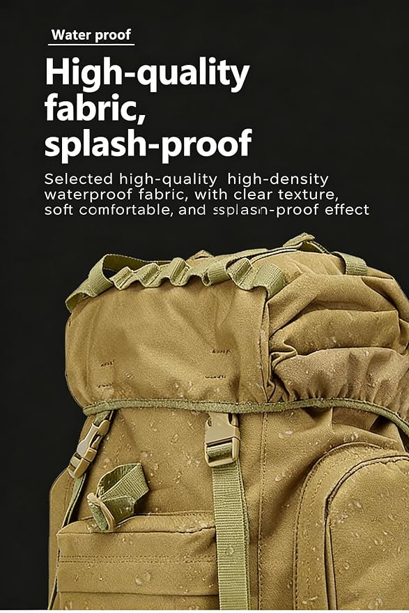 LINGYUE 65L Waterproof Tactical Backpack Large Hiking Camping Bagpack With Rain Cover For Outdoor Trekking Travel(B)