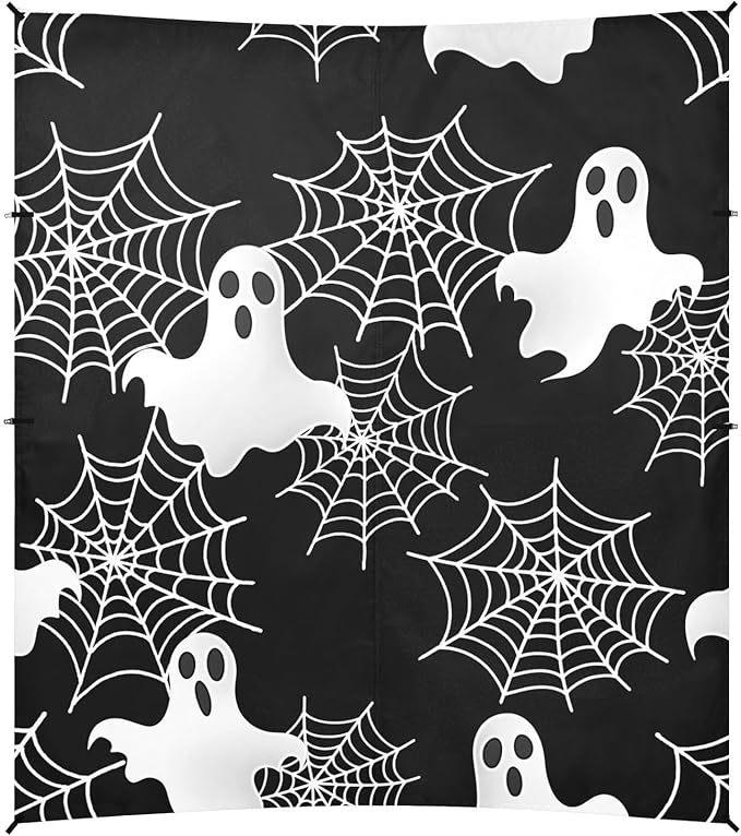 ALAZA White Ghost Spider Web Pattern Beach Tent Sun Shelter Portable Canopy Sunshade for Outdoor Camping Picnics Backyard Fun 10x9 ft