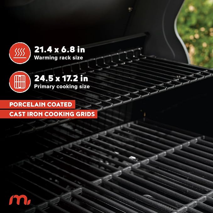 Megamaster 4-Burner Propane Gas Grill with Side Tables 44000BTUs 566.92 SQ. In. Cooking Space 2 Wheel Transport Outdoor Kitchen Grill for BBQs Backyards Tailgating and More - 720-1093B