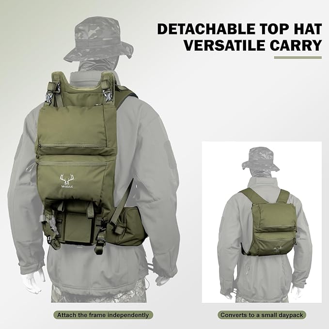 MOXULE Pro 3600 Frame Backpack - Meat Hauler Pack with Rain Cover for Outdoor - Lightweight Green