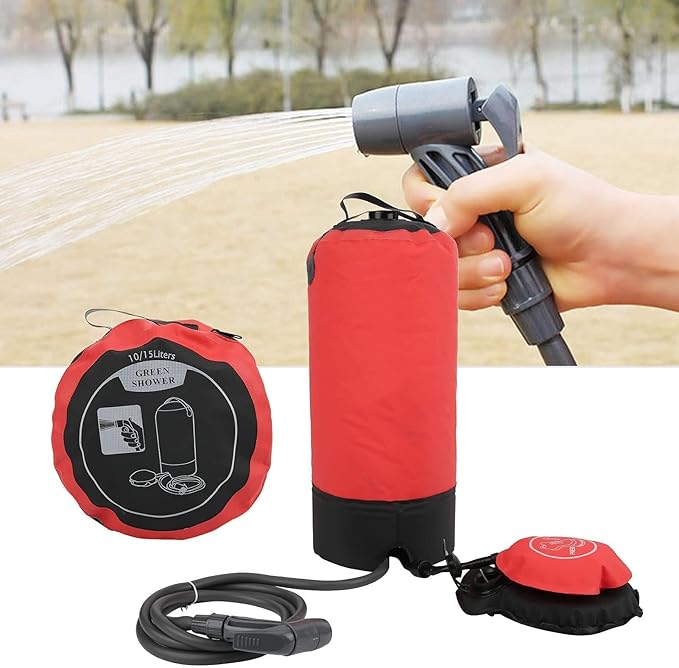 Solar Shower Bag 11L Portable Camping Shower Bag Special Nozzle Design Outdoor Shower with Shower Head Tube for Camping Hiking Traveling