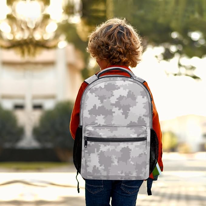 Boys Camo School Backpack Tactical Style Lightweight Bookbag 17.32 x 12.59 x 5.9 Inch for Ages 10 to 14 Middle School Students Durable Backpack for Back to School Daily Use