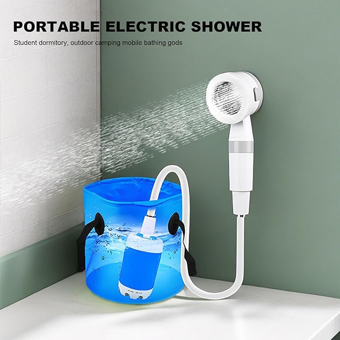 Portable Camping Shower Rechargeable Electric Outdoor Camp Shower Pump Multiple Spray Patterns for Camping Trip Car Wash