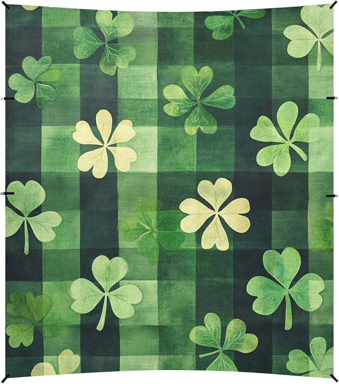 ALAZA St. Patricks Day Plaid Clover Leaves Beach Tent Sun Shelter Portable Canopy Sunshade for Outdoor Camping Picnics Backyard Fun 10x9 ft