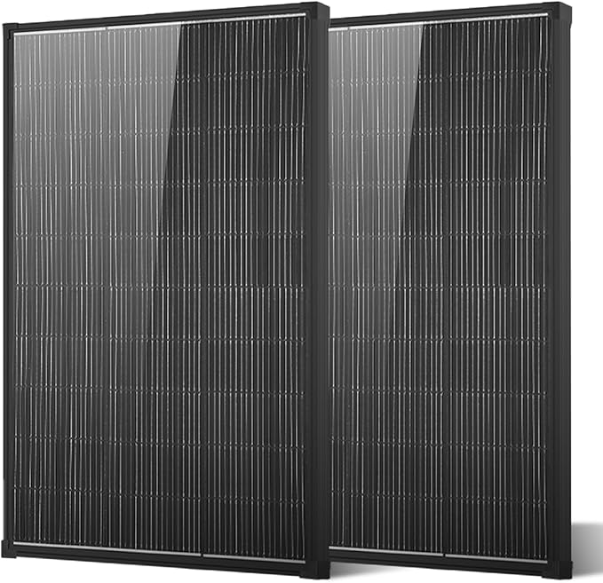 200W Solar Panel2PCS 100 watt Solar Panel 18V 16BB N-Type Monocrystalline Solar Module IP68 25% High-Efficiency Solar Panels for Off Grid RV Boat Trailer Camper (Black 100W*2)