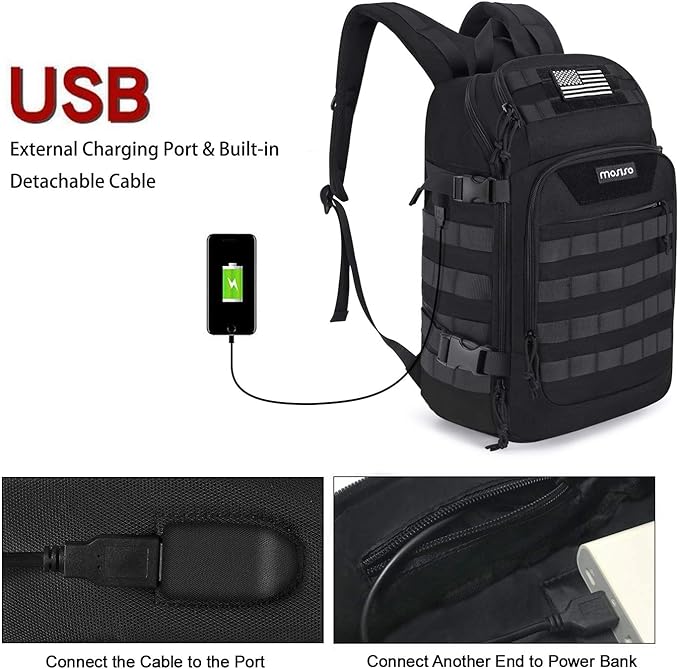 MOSISO 30L Military Tactical Backpack for Men Army Backpack Military Daypack 3 Day Assault Pack Hiking Rucksack Bug Out Bag Black
