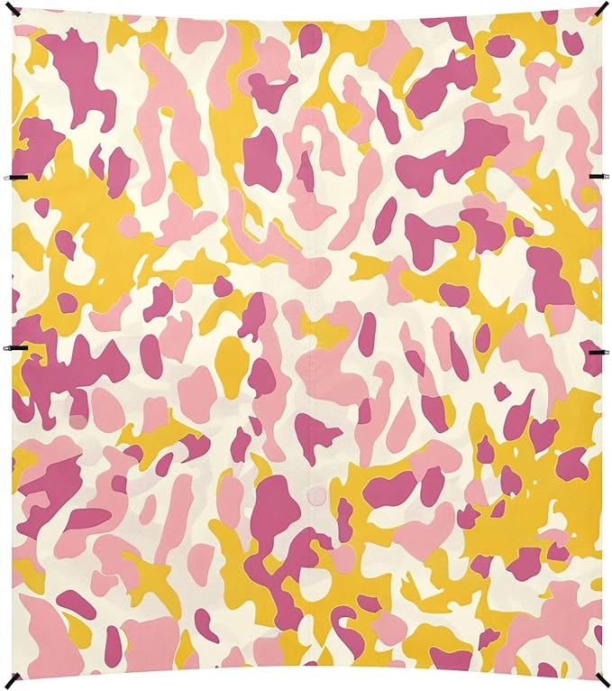 ALAZA Pink Yellow Colors Leopard Beach Tent Sun Shelter Portable Canopy Sunshade for Outdoor Camping Picnics Backyard Fun 10x9 ft