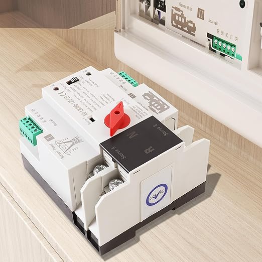 2P 100A Dual Power Automatic Transfer Switch 220V Generator Changeover Switch Tools Dual Power Transfer Switch Din Rail Mounting Type 50HZ/60HZ