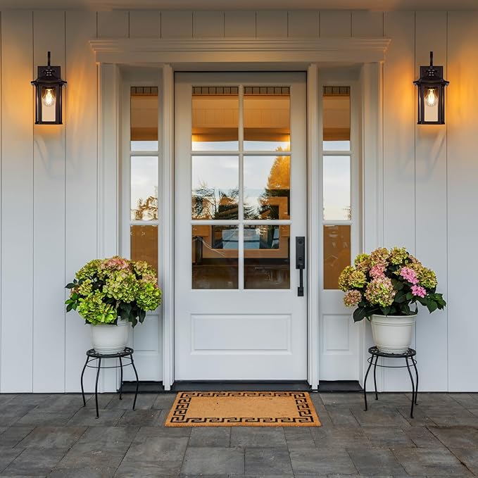 Dusk to Dawn Outdoor Wall Light Fixtures19'' Outdoor Porch Sconces Lighting  Waterproof Wall Lanterns with E26 Sockets &amp Glass Modern Oil Rubbed Bronze Outside Lights for Front Door Entryway Ga