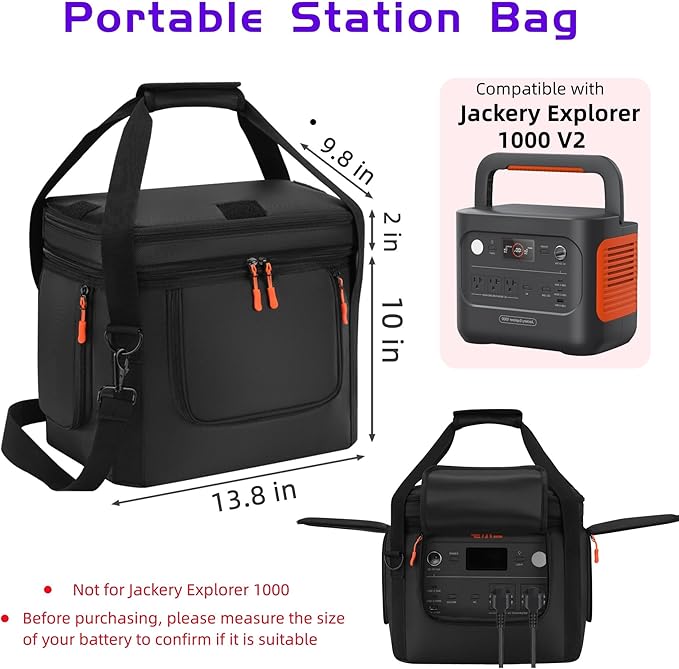 For Jackery Explorer 1000 V2 Carrying Case - Portable Power Station Bag with Quick Access Window Soft Padded Travel Case Generator Cover (13.78×10.23×10.8in)