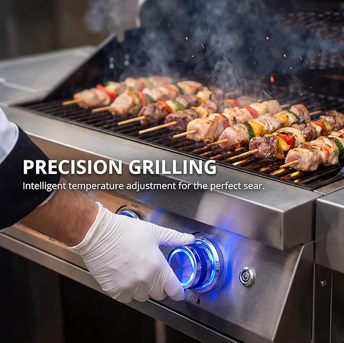28-inch Built-in Gas Grill4 Burner Propane Grill with Rear Burner 48400 BTU Built-in BBQ Grill Stainless Steel Charcoal and Propane Gas Dual Fuel for Outdoor Kitchen Island