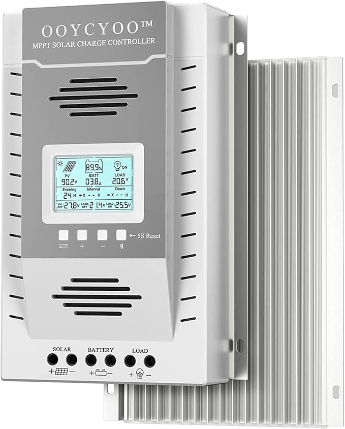 MPPT Charge Controller 100 amp 12V/24V Auto 100A Solar Panel Charge Regulator with Blacklight LCD Display Max 100V for Lead-Acid Sealed Gel AGM Flooded Lithium Battery