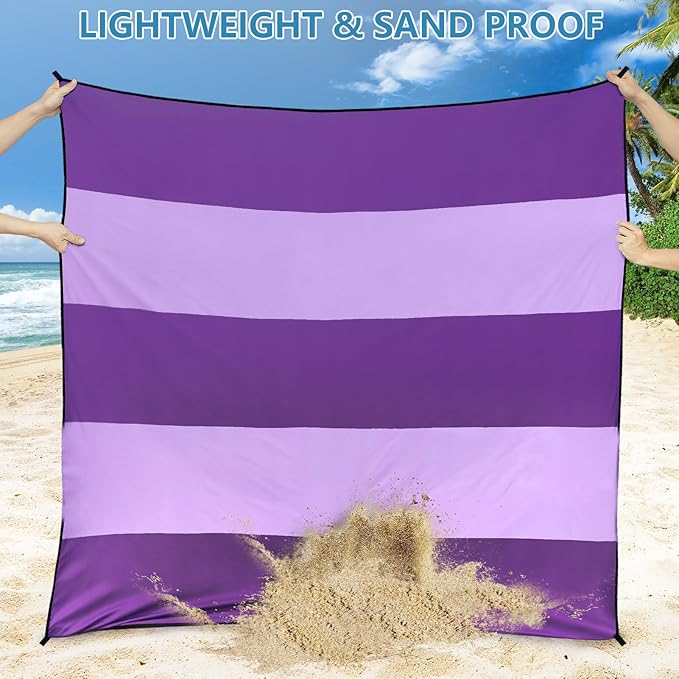 Beach Blanket Waterproof Sandproof Beach Mat 79 X 83/10'x9'for 2-8 Adults Quick Drying Outdoor Picnic Mat Beach Accessories for Travel Camping Hiking