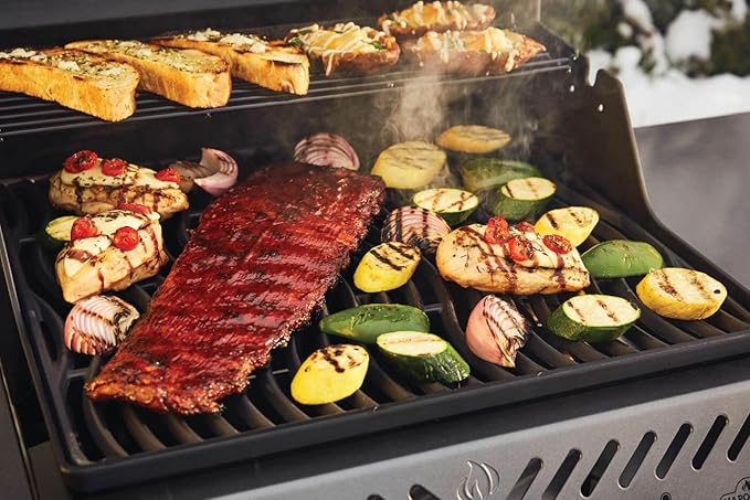 Napoleon Freestyle 365 Propane Gas Outdoor Grill Graphite Grey – 3-Burner BBQ with Porcelain Coated Cast Iron Iconic WAVE™ Cooking Grids