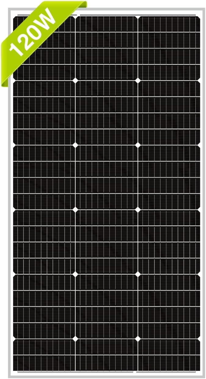 Newpowa 10BB 120W Solar Panel High-Efficiency Monocrystalline 24V PV Module Designed for 24V Off Grid System Charge Your Battery of RV Boat Camper Trailer Gate Opener