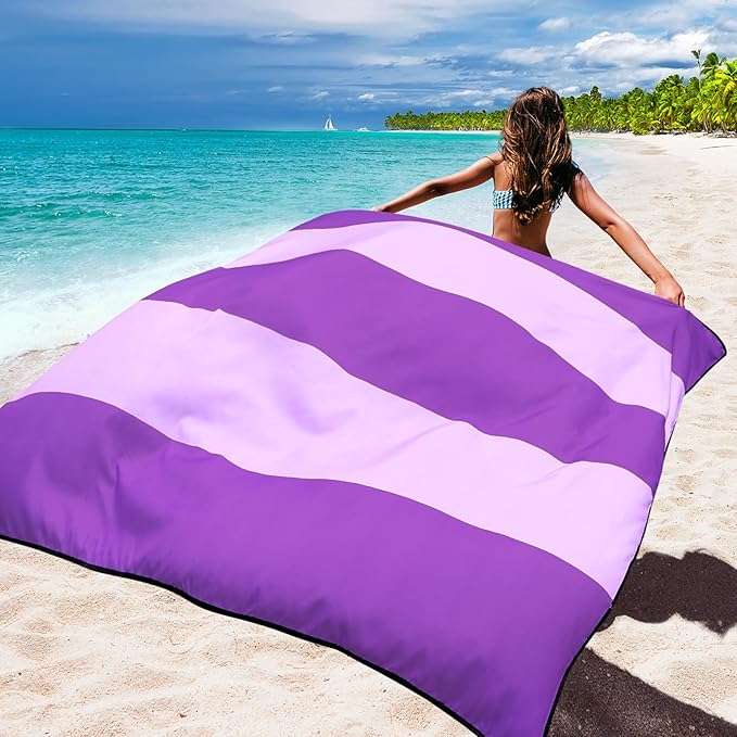 Beach Blanket Waterproof Sandproof Beach Mat 79 X 83/10'x9'for 2-8 Adults Quick Drying Outdoor Picnic Mat Beach Accessories for Travel Camping Hiking
