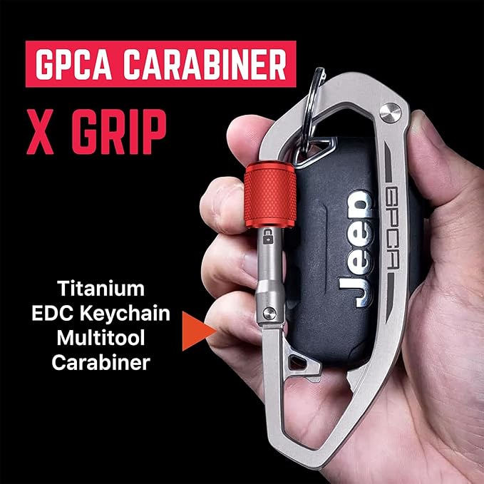 GPCA Carabiner Multitool - Carabiner Heavy Duty Key Clip for Keys Bottle Opener Screwdriver Box Cutter Ruler Keychain Clip Keychain Organizer EDC Gear for Camping &amp Hiking - Gifts for Men
