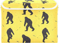 Sasquatch Silhouettes Yellow Storage Cube Bins Basket with Lid Collapsible Flip-top Fabric with Handle for Home Bedroom Closet Office 16.5×12.6×11.8 in