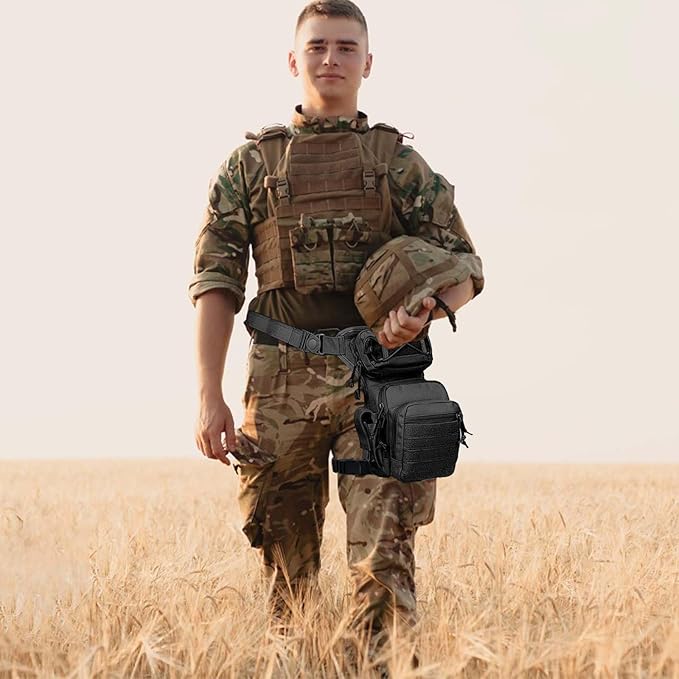 Tactical Drop Leg Bag For Men Black Crossbody bag Backpack Thigh Pouch Military Hunting Outdoor Sling Bags Motorcycle Tool Work Waist Leg Pouch Bags Women Fanny Pack