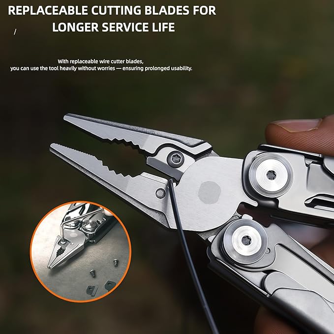 Multitool 15-in-1 Full-Size Lightweight EDC Multi-Purpose Pliers Stainless Steel Camping Knives &amp Tools Tactical Outdoor Gear Mens Gifts Ideas Gifts for Hunters Men who have Everything(Sil