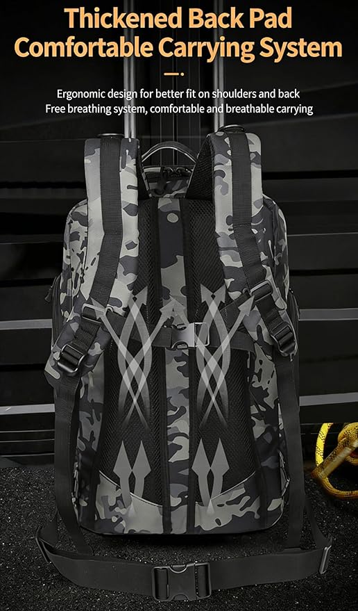 LINGYUE Tactical Backpack BagpackWaterpoof Resistant Outdoor Hiking Travel Daypack With 14 Laptop Compartment(Camouflage-C)