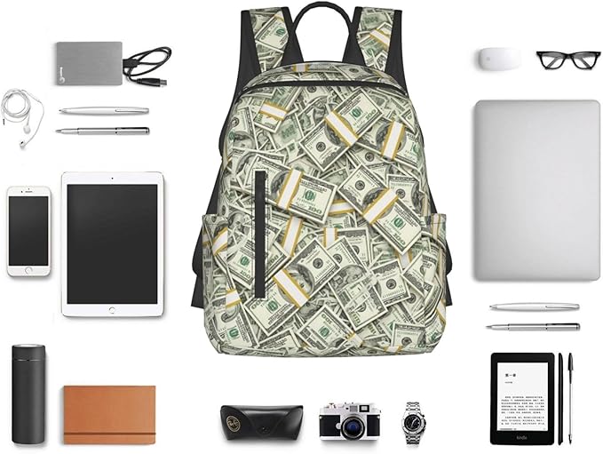 Lightweight Casual Laptop Backpack for Men and Women money american bill dollar Bookbag for College