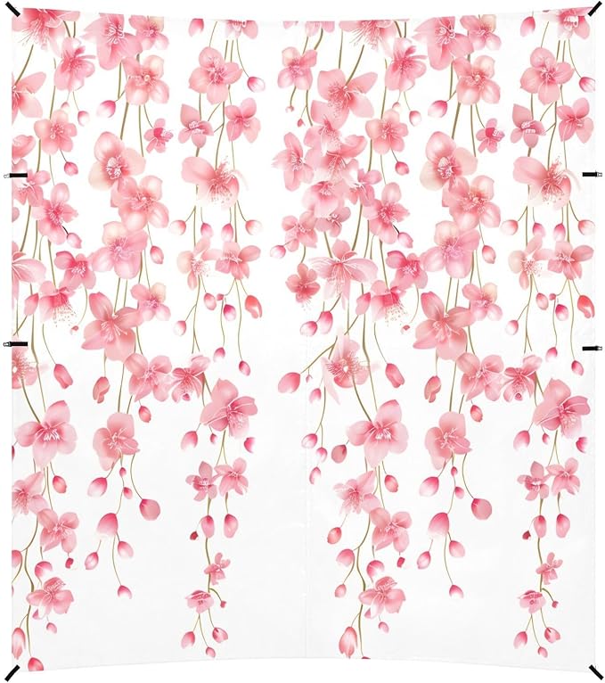 ALAZA Weeping Cherry Blossom Flower Pink Beach Tent Sun Shelter UPF50+ Protection Beach Shade Canopy w/ 4 Sandbags for Outdoor Camping Fishing Backyard Fun Picnic 10x9 ft