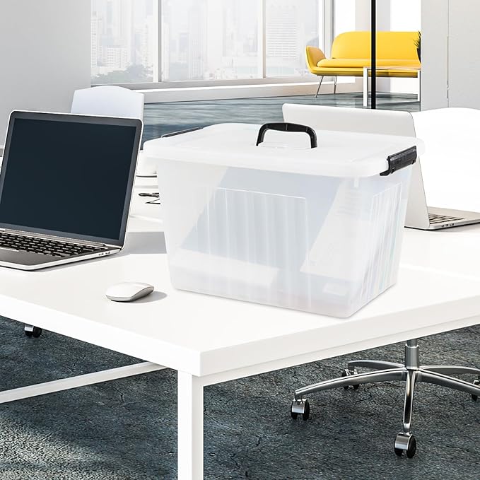 Asking 18 L Clear Plastic Storage Box with Handle 4-Pack