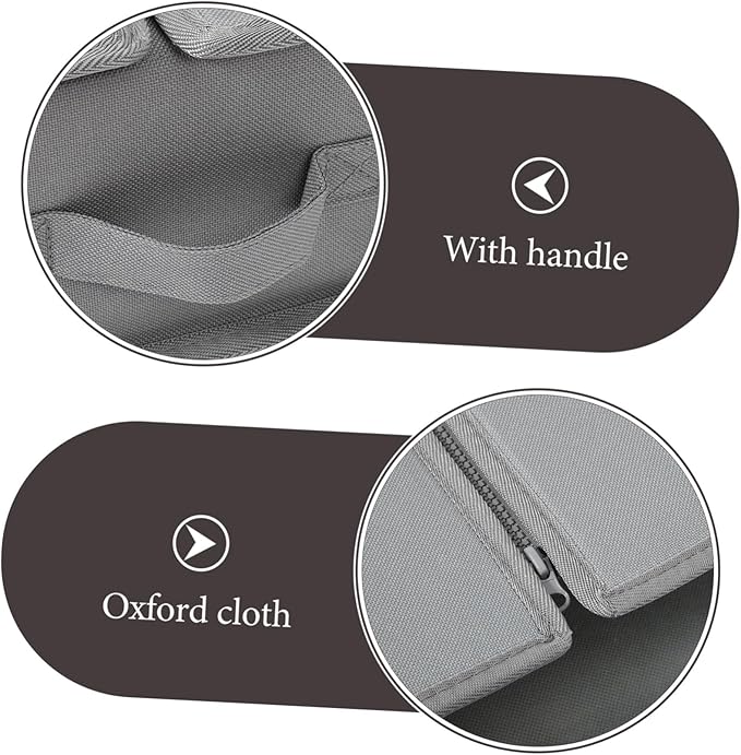 STOBAZA Foldable Bed Sheet Organizer for Blankets Lightweight Storage Bin with Zipper Closure for Wardrobe and Closet Organization Space-saving Container Grey Oxford