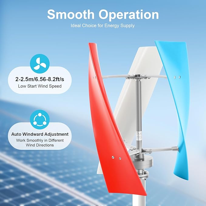 400W Wind Turbine Generator Kit 12V Vertical Helix Wind Power System with Controller 3 Blades for Marine RV Home Outdoor Energy Garden Hybrid Solar Wind System Portable for DIY Users