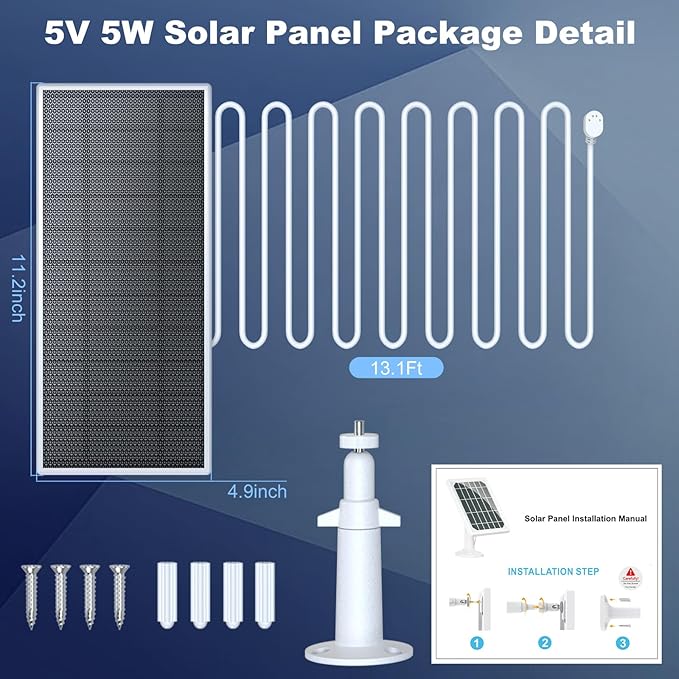 2Pack Premium Solar Panel for Google Nest Camera5W Camera Solar Panel Charger with 13.1Ft Fast Charging Cable Work for Google Nest Cam Battery(No Camera) Outdoor &amp IndoorIP66 Waterproof