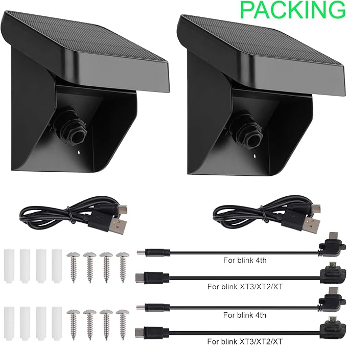 Uogw 2PACK Solar Panel Charging Mount Compatible with Blink Outdoor 4 (4th Gen)/Blink Outdoor (3rd Gen) XT3/XT2/XT CameraWeatherproofInternal 3300mAh Rechargeable Battery Continuously for 365 Days