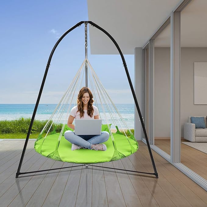 Sorbus Tripod Hanging Chair Stand – 330lbs Capacity Heavy Duty Steel Rust Resistant Adjustable Hammock Frame for Saucer Air Porch Indoor/Outdoor Use – Swing Not Included